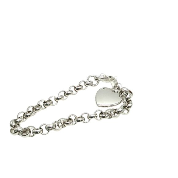 Park Lane Cherish Heart Bracelet Silver-tone Charm Crystal Accent Rolo FLAW READ - Picture 2 of 11